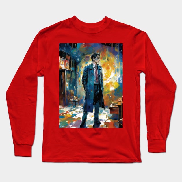 Detective wearing 80s fashion suit and tie inside a room Long Sleeve T-Shirt by Autria-vn